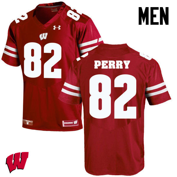 Wisconsin Badgers Men's #82 Emmet Perry NCAA Under Armour Authentic Red College Stitched Football Jersey MZ40S43KX